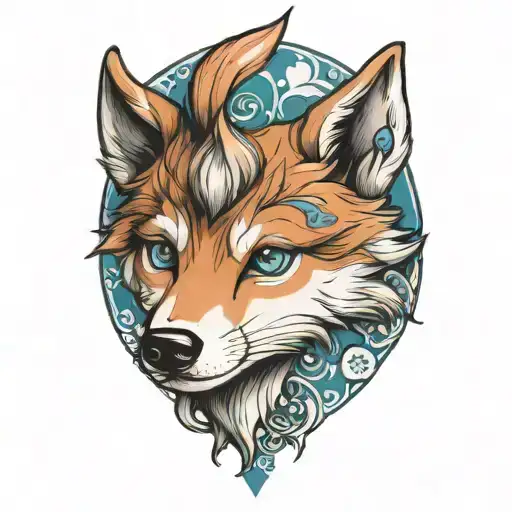 Happy Wolf Puppy With Blue Eyes Surrounded