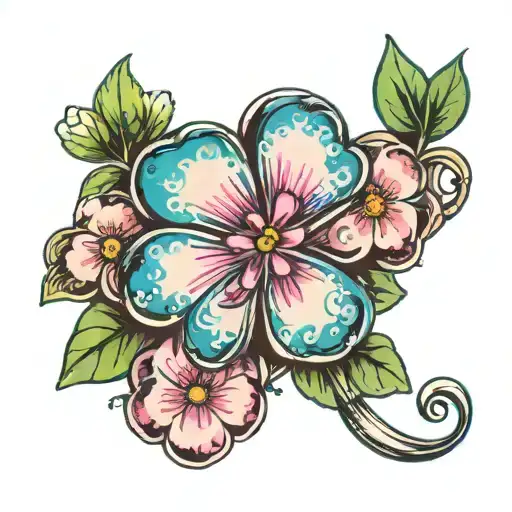 Three Clover One With Wedding Ring One Tiny Of Pink One Tiny Of Blue