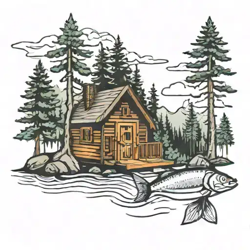 Cabin In Woods With Boat Fishing For Walleye