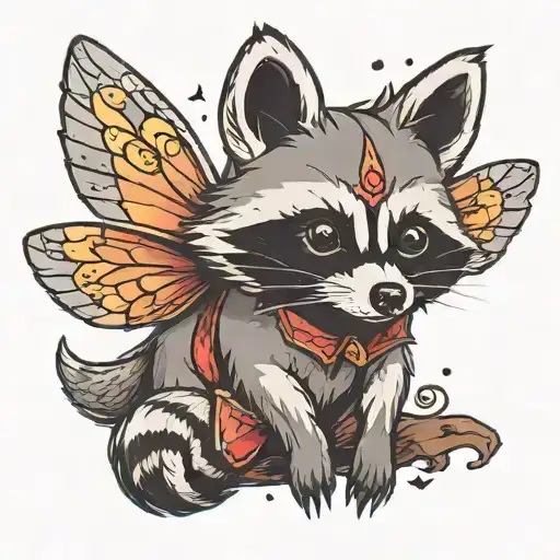 Raccoon With Fairy Wings Flying