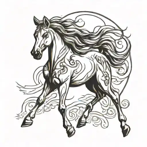 Minimalist Horse Tattoo With A Woman