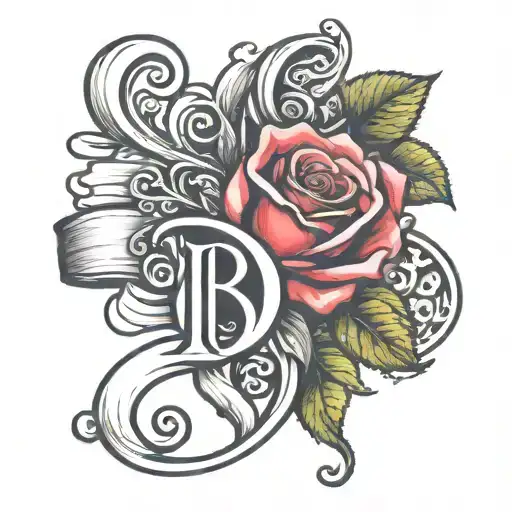 The Letter A And The Letter B In Hearts With The Rose And Infinity Symbol
