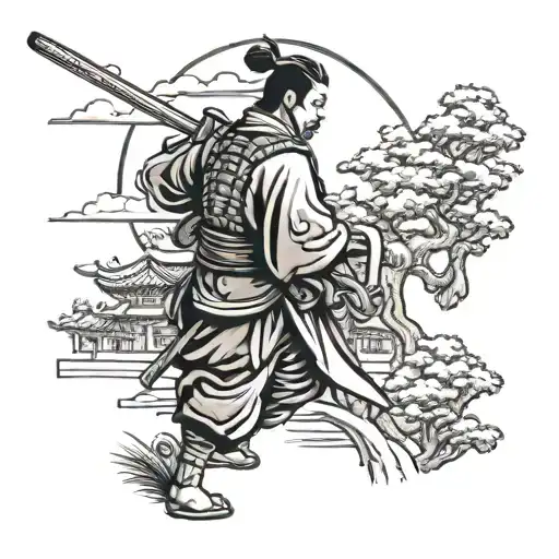 Samurai Japanese Landsacpe Hardwork