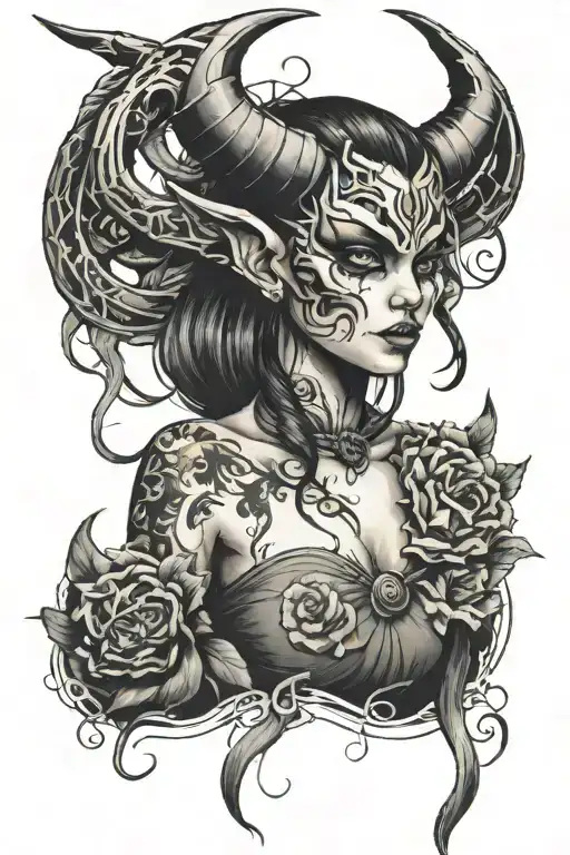 Girl With The Demon Mask