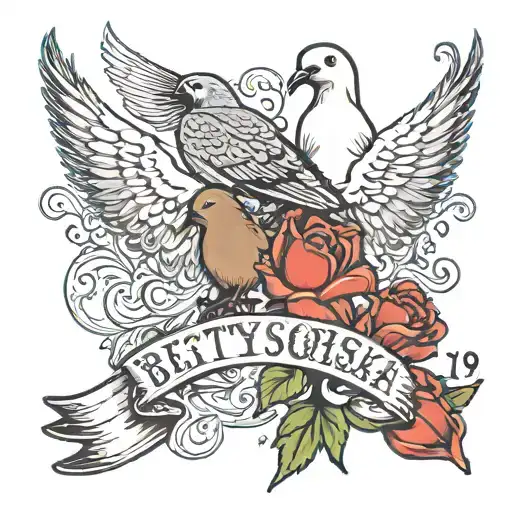 The Date 1948-2016 With A Dove And A Croos With The Name Betty Sojka