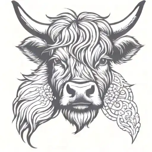 Cute Highland Cow Head Profile Holding