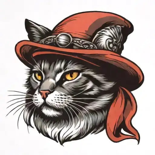 Cat With A Red Hat On His Head