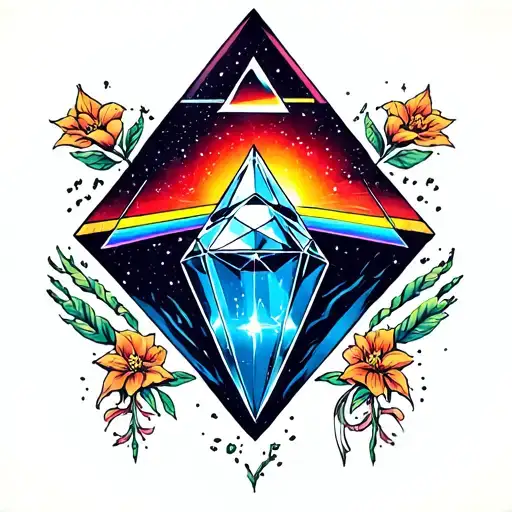 A New School Tattoo Based On The Song Shine On You Crazy Diamond By Pink Floyd