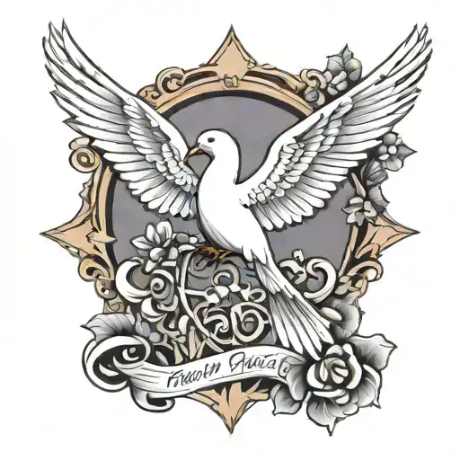 Dove And Cross With A Space For Name And Date