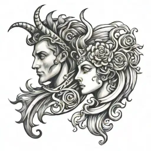 Half Virgo Head And Half Capricorn Head