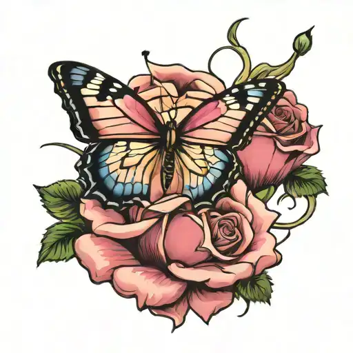 Rose With Butterfly Emerging