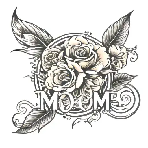 Flowers Going Through Thebmiddle Of The Word Mom