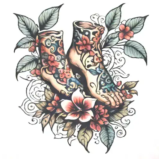 Foot Tattoo Featuring Nature