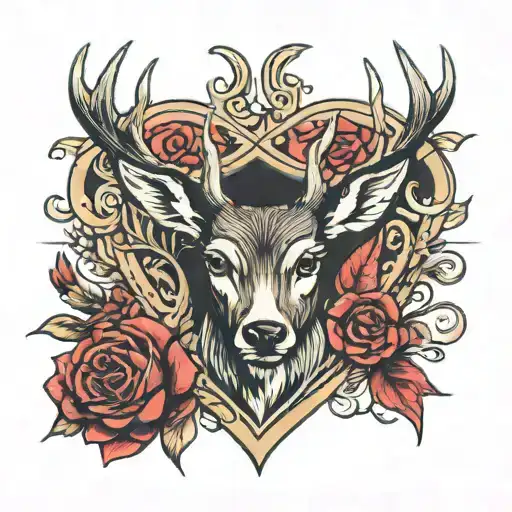 Deer Coming From The Top Of A Heart Shape