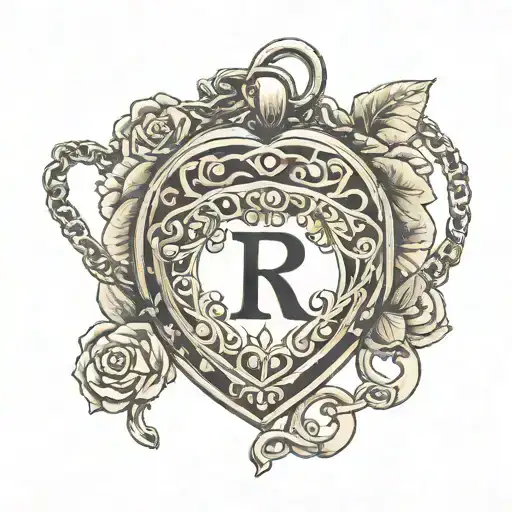 Dainty Locket With Chain And Initials R And G