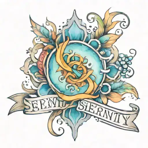 Water Color Backround With The Outlines Of The Words Serenity Courage And Wisdom