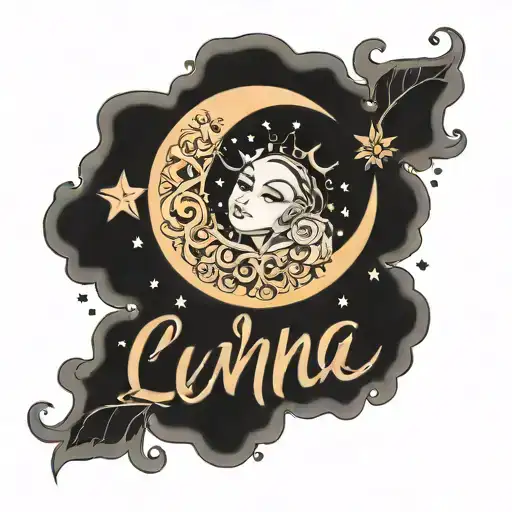 Name Luna With Crescent Moon