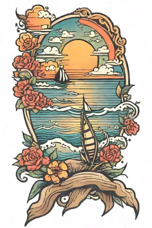 Beach With Sunset Sky