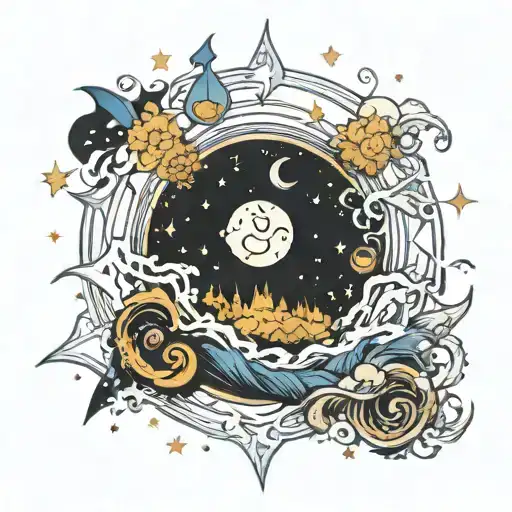 Vincent Van Gogh Stary Nigh With A Nebulas Background