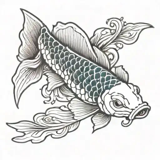 Koi Fish With Accent Magent