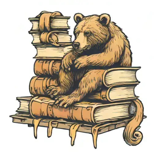 Bear Sitting On A Stack Of Bookz