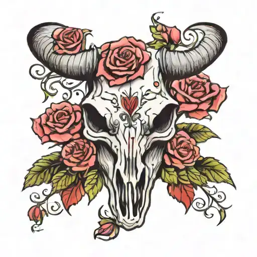 Rose Wrapped Cow Skull