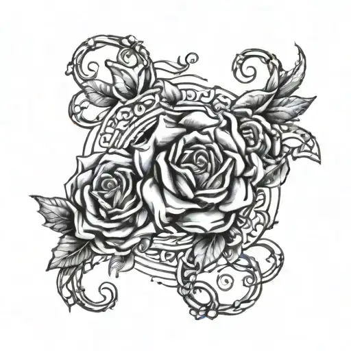 Daliya Rose Intertwined With The Elea S H Calligraphy