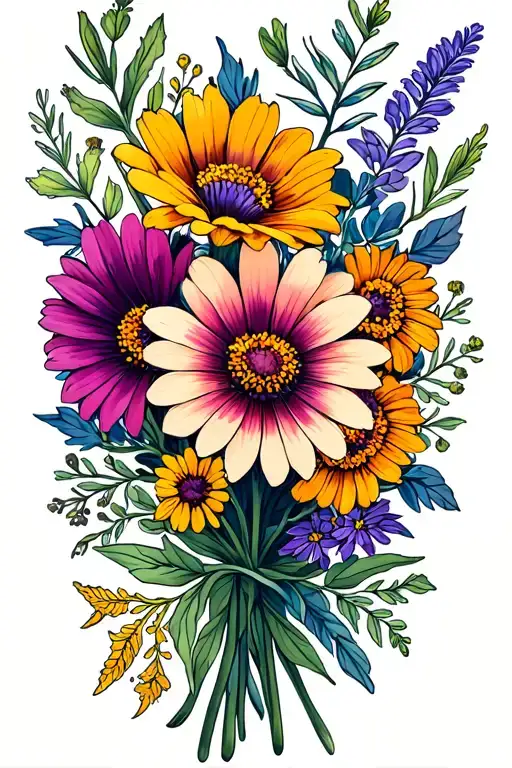 Bouquet Of Wildflowers On The Forearm