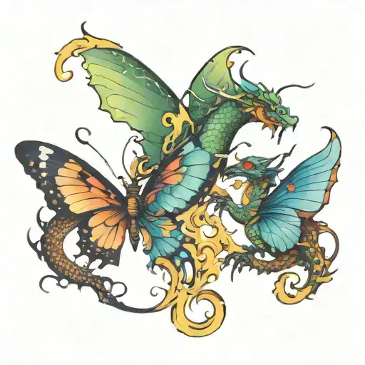Butterfly And Dragon Emerging