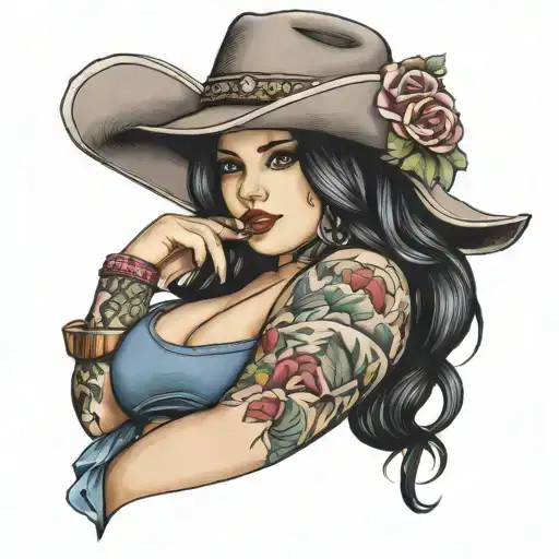 Sexy Chubby Girl Wearing Cowboy Hat