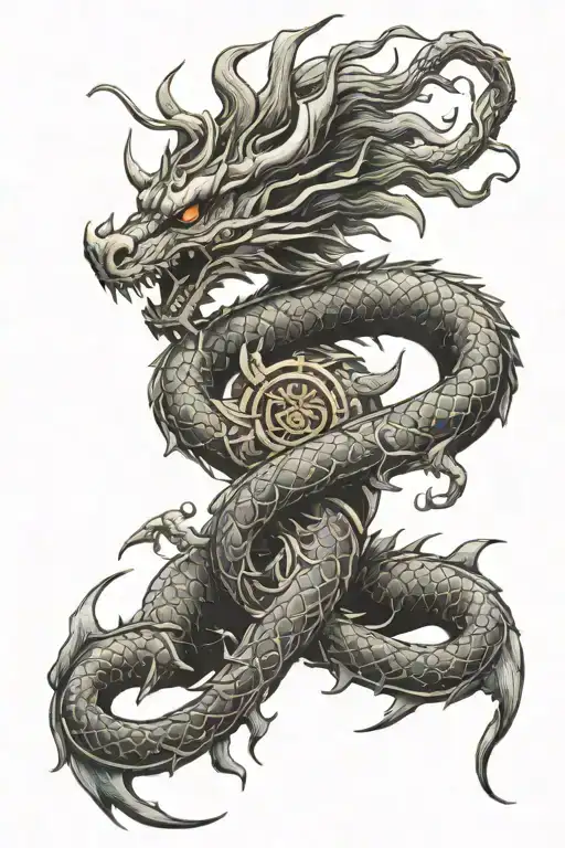 Dragon Wrapped In Trishul With Shiva