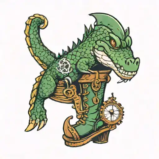 The Louisiana Boot With An Alligator At The Bottom And A Compass Pointing South At The Top Left