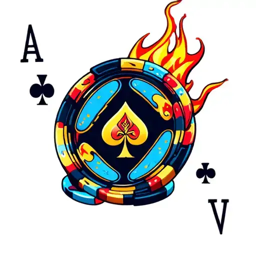 Poker Card And Chips Flames Small