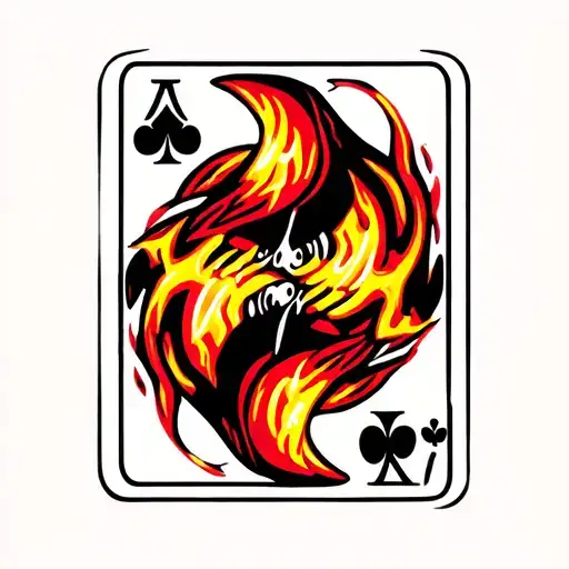 Poker Card And Flames Small