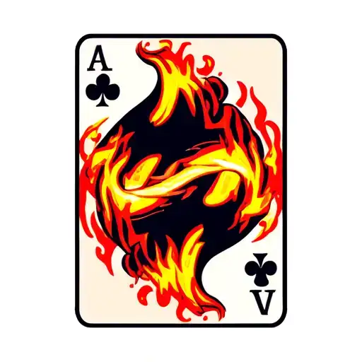Poker Card And Flames Small