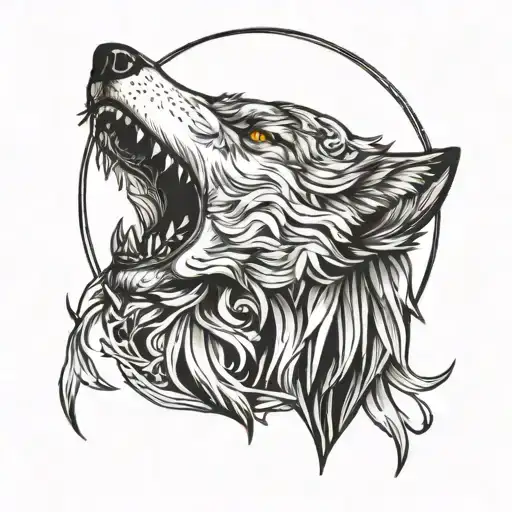 Phycotropic Wolf Howling At The Moon