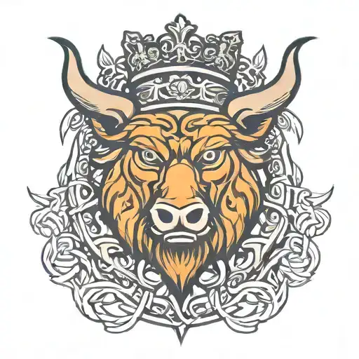 Boar Head And St Michaels Sword And Wings Wearing A Crown Background Celtic Knot