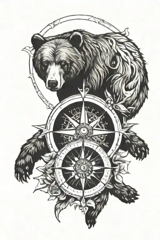 Bear Family Mountain Compass Rose Intertwined