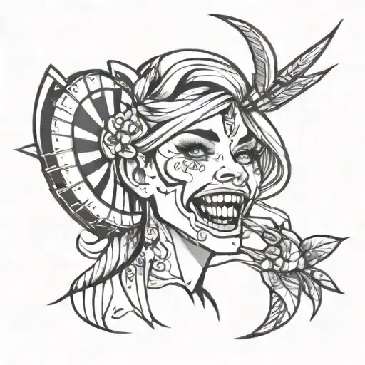 Girl With Darts Dart Between Teeth