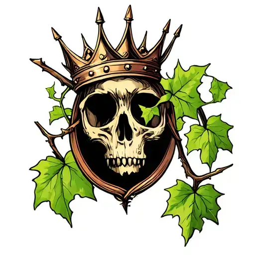 Vine Tattoo With Thorns And 4 Prong Crown