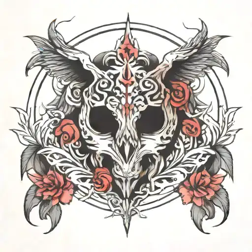 Darkness Hug Symmetrical Chest Tattoo Going To The Back Through The Shoulders