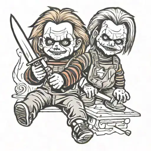 Chucky Doll And Michael Myers Best Friend In Knives