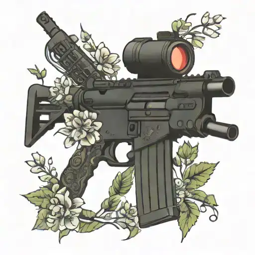Floral Ar15 Rifle Intertwined With Flowers