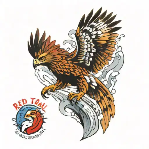 Red Tail Hawk Waterfall Cascading