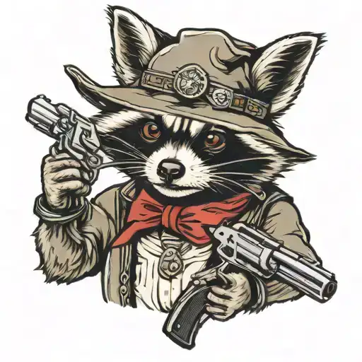 Western Raccoon With Revolver