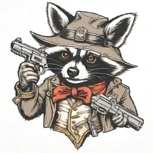 Western Raccoon With Revolver