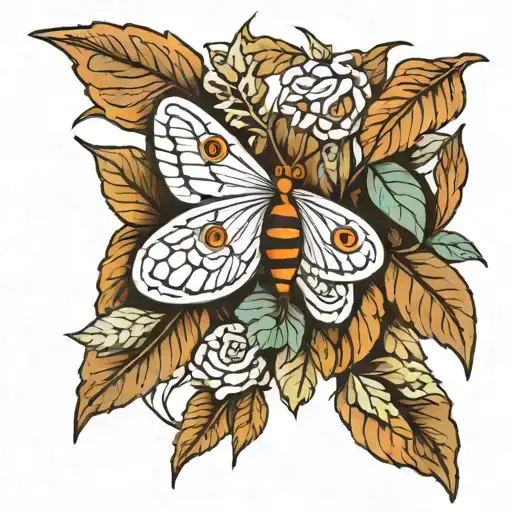 Moth And Leaves Of A Willow