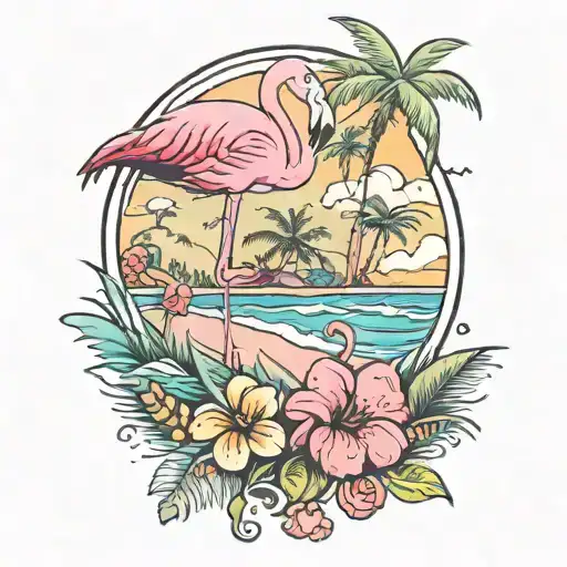 Flamingo And Beach And 305