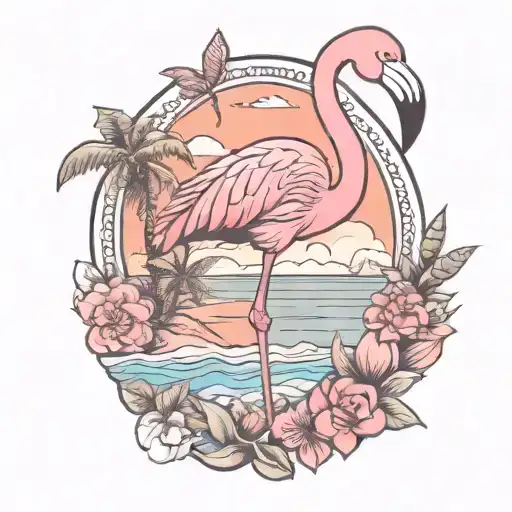 Flamingo And Beach And 305