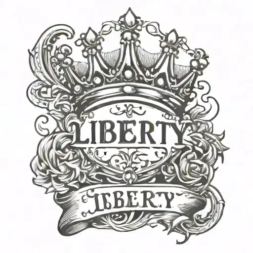 The Name Liberty With A Crown At The Beginning Of The L And The Font Is Cursive